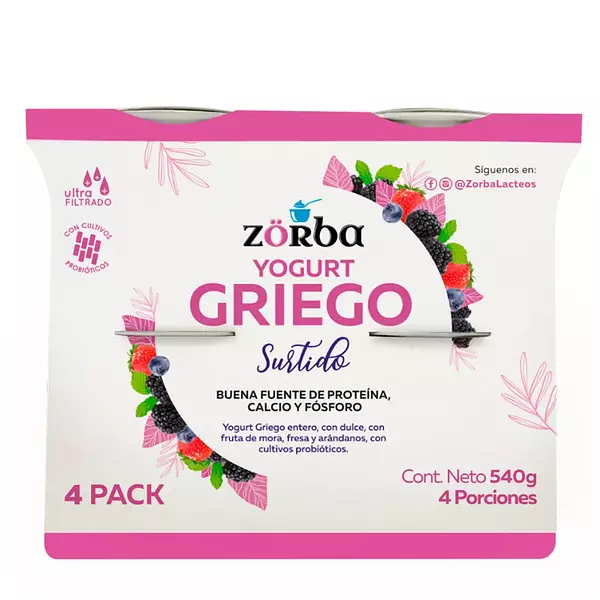 Yogurt Griego Zorba X4 Surtido