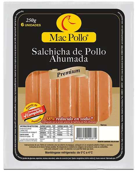 Salchicha Ahumada Clásica Mac Pollo X6