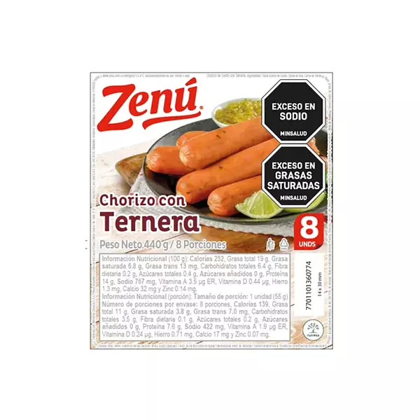 Zenu Chorizo 440g Con Ternera