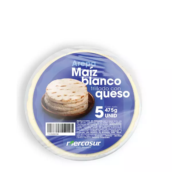 Arepa Maíz Trillado Con Queso Mercasur X5