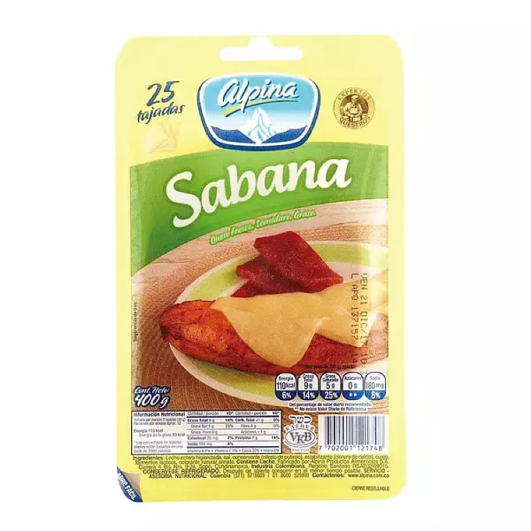 Queso Sabana Alpina Tajado X25