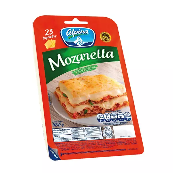 Queso Mozarella Alpina Tajado X25