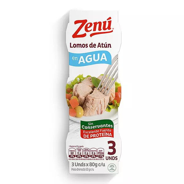 Atún Zenú Lomitos En Agua X3