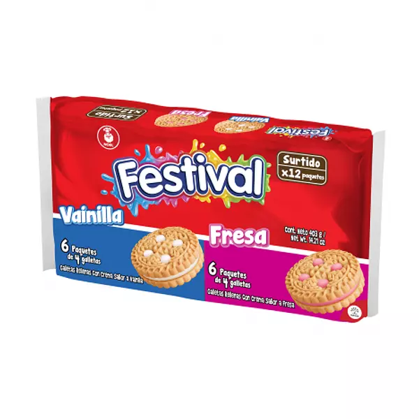 Galletas Festival Vainilla Fresa 12x4