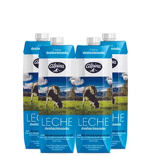 Leche Deslactosada Alpina Tetra Pack X4