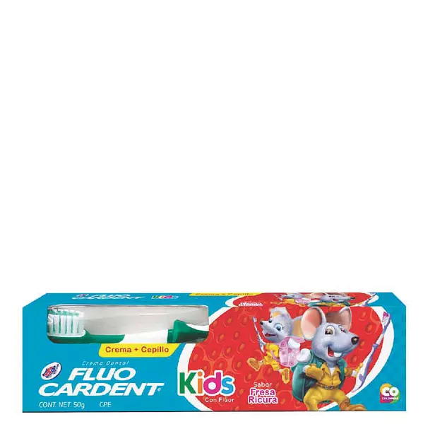 Crema Dental Fluocardent Kids Fresa + Cepillo