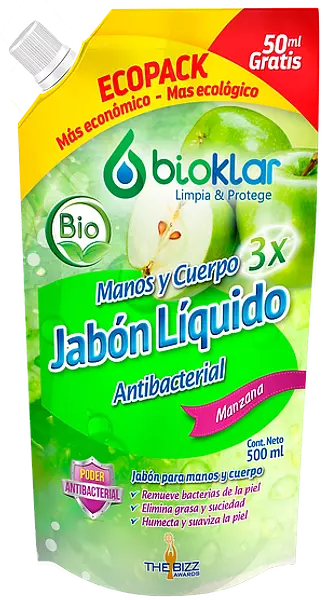 Jabon Antibacterial Para Manos Bioklar Manzana