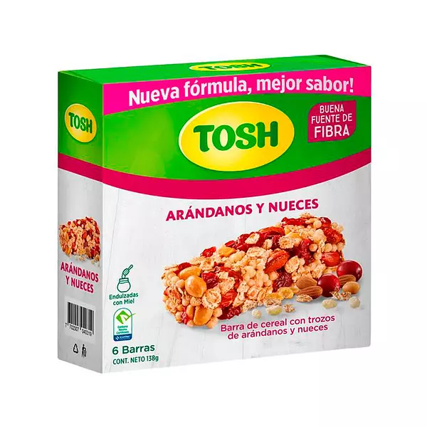 Tosh Barra Cereal Arandanos Y Nueces X6