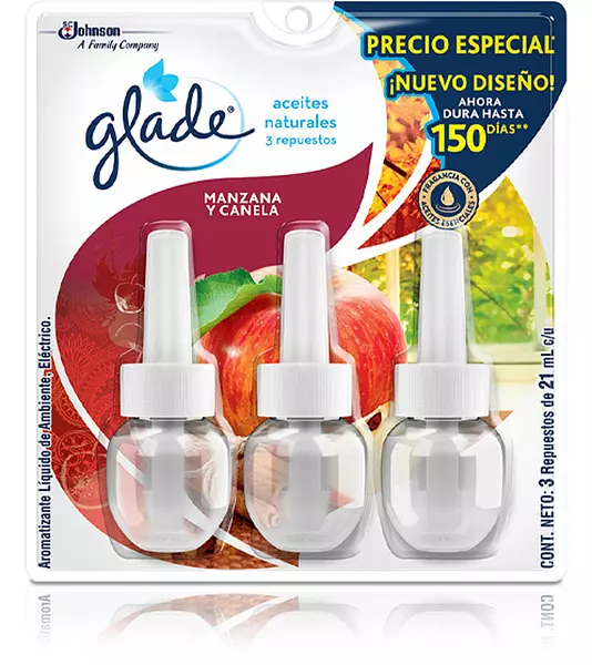 Ambientador Glade Repuesto Aceite Manzana Canela X3