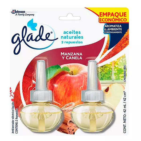 Ambientador Glade Repuesto Aceite Manzana Canela X2